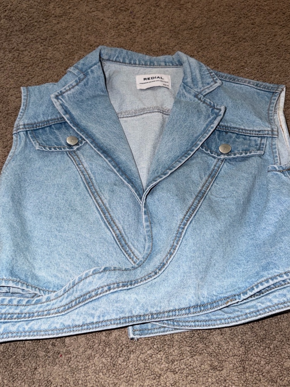 PLT REDIAL Light Wash Denim Vest - Light Blue